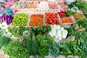 49164703 - fresh vegetable in wet market in laos